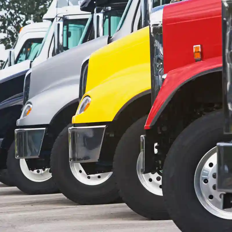 Bumper view of semi trucks.
